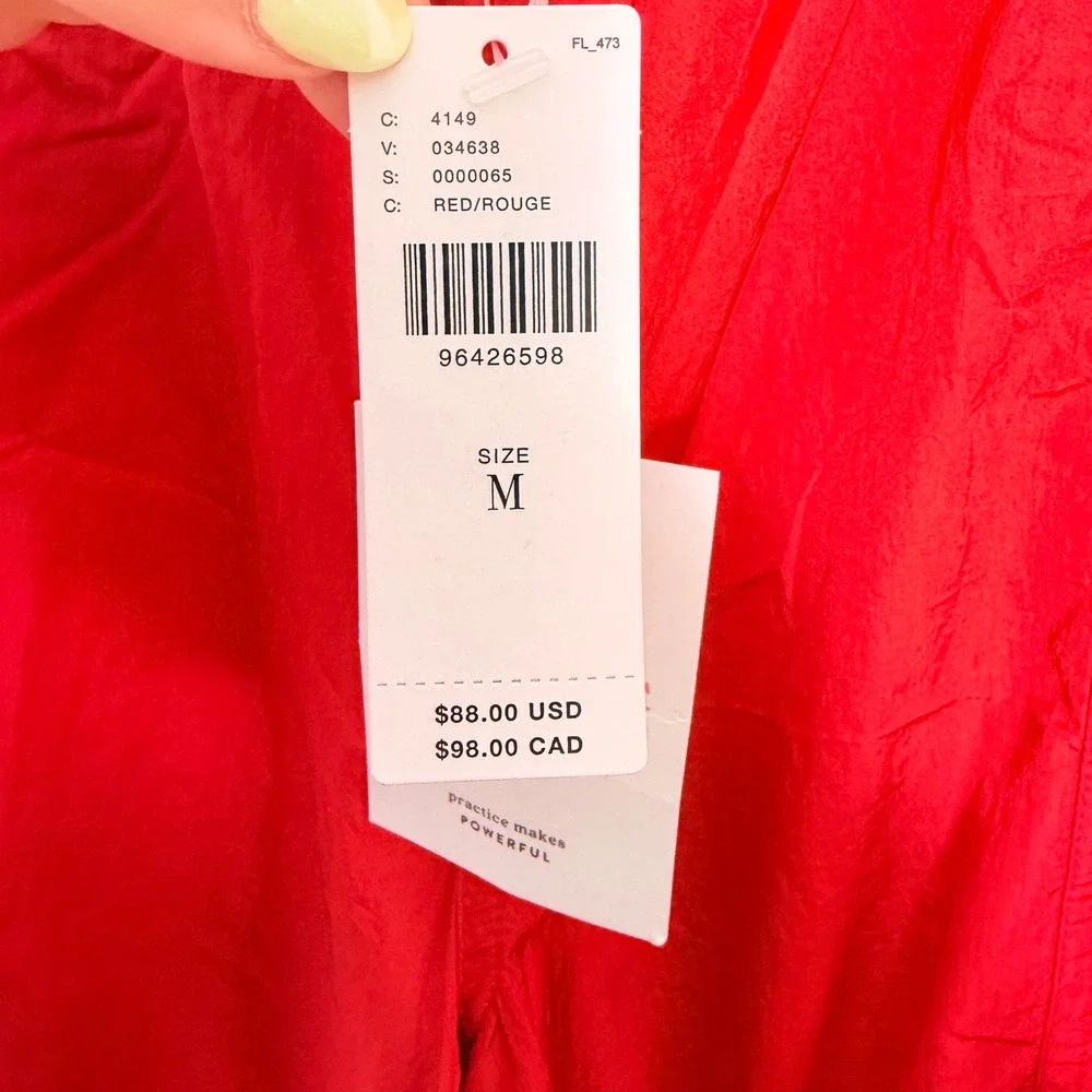 Daily Practice Anthropologie Red Parachute Bow Track Pants Women's Medium - Picture 8 of 9